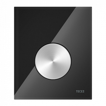 Стеклянная панель (кнопка) смыва для писсуара TECEloop, стекло черное, клавиша нержавеющая сталь сатин, покрытие против отпечатков пальцев, 9242663