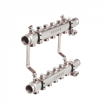 Коллектор для системы отопления URANUM из нержавеющей стали с запорными вентилями