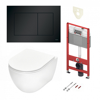 TECE K440407WCP Инсталляция TECEbase 2.0 в комплекте с черной матовой панелью (кнопкой) смыва TECEnow и унитазом TECEspring R
