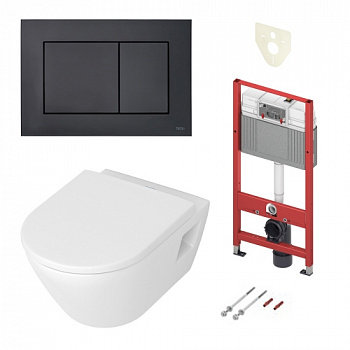 ТЕСЕ Комплект для установки подвесного унитаза: инсталляция TECEbase 2.0, панель (кнопка) смыва TECEnow, черная матовая, унитаз Duravit D-Neo