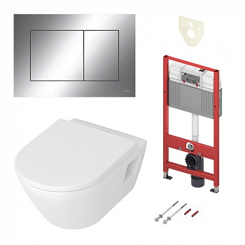 ТЕСЕ Комплект для установки подвесного унитаза: инсталляция TECEbase 2.0, панель (кнопка) смыва TECEnow, хром глянцевый, унитаз Duravit D-Neo