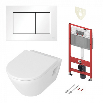 ТЕСЕ Комплект для установки подвесного унитаза: инсталляция TECEbase 2.0, панель (кнопка) смыва TECEnow, белая, унитаз Duravit D-Neo