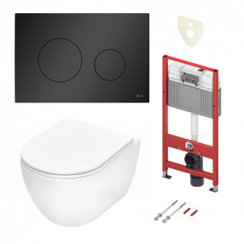 TECE K440925WCP Инсталляция TECEbase 2.0 в комплекте с черной матовой панелью (кнопкой) смыва TECEloop и унитазом TECEspring R