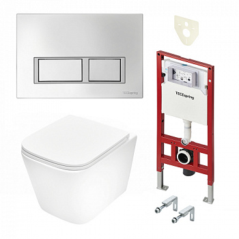TECE K401201WCS Инсталляция TECEspring в комплекте с хромированной пластиковой панелью (кнопкой) смыва TECEspring V и унитазом TECEspring S