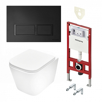 TECE K401204WCS Инсталляция TECEspring в комплекте с черной матовой пластиковой панелью (кнопкой) смыва TECEspring V и унитазом TECEspring S