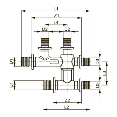ТЕСЕ 718502 Двойной тройник TECEflex 20x16x16