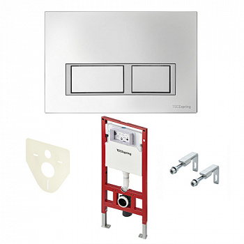 TECE S401201 Инсталляция в комплекте с хромированной пластиковой панелью (кнопкой) смыва TECEspring V и застенным модулем TECEspring для подвесного унитаза