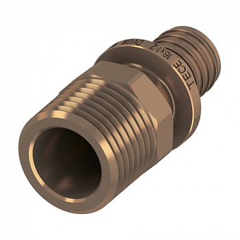 ТЕСЕ 705605 Соединение прямое с ниппелем TECEflex 25 x R 3/4", бронза