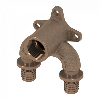 ТЕСЕ 708626 Тройник угловой с настенным креплением TECEflex 20 x Rp 1/2" x 20, закругленный, с низким падением давления, бронза
