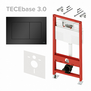 Комплект TECEbase 3.0 с панелью смыва TECEnow, черный матовый